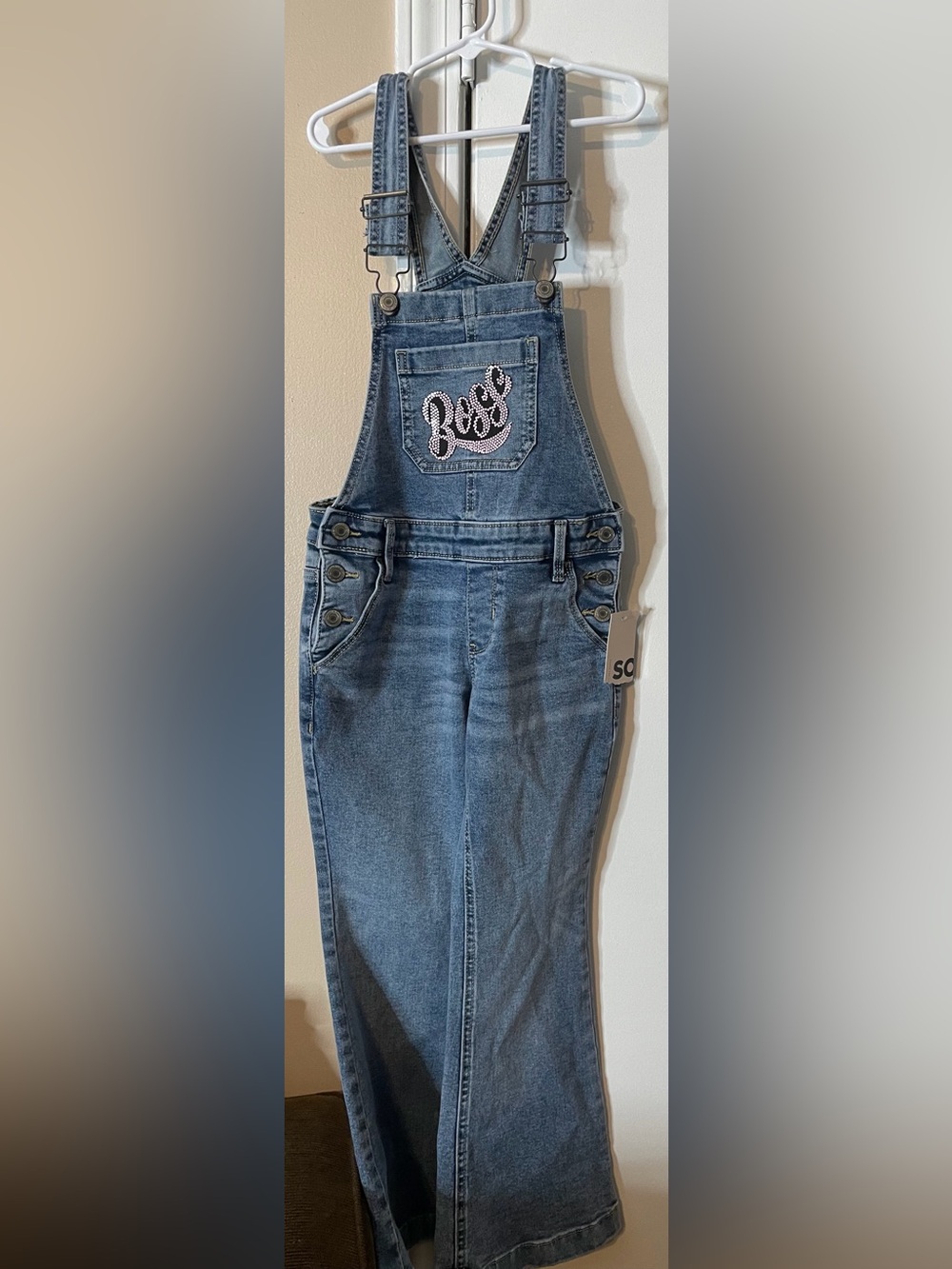 Girls Denim Overalls with 'Boss' patch